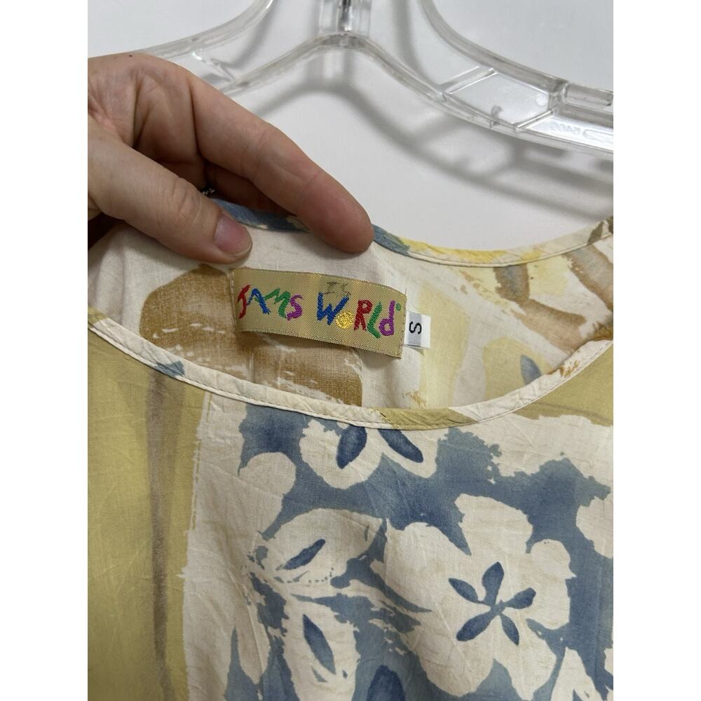 Jams World Vintage Empire waist Midi Dress Size S Yellow Hawaiian Floral - Picture 5 of 10